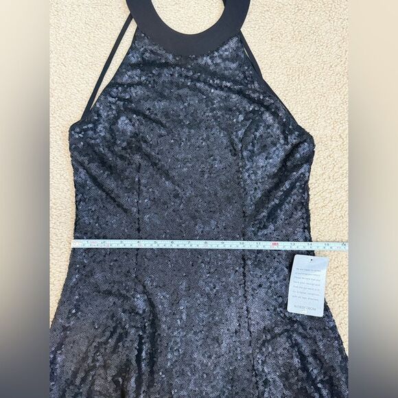 NWT Dress The Population 'ANNIE' Halter Sequin Black  Mini Open Back Dress Sz M - Picture 13 of 15
